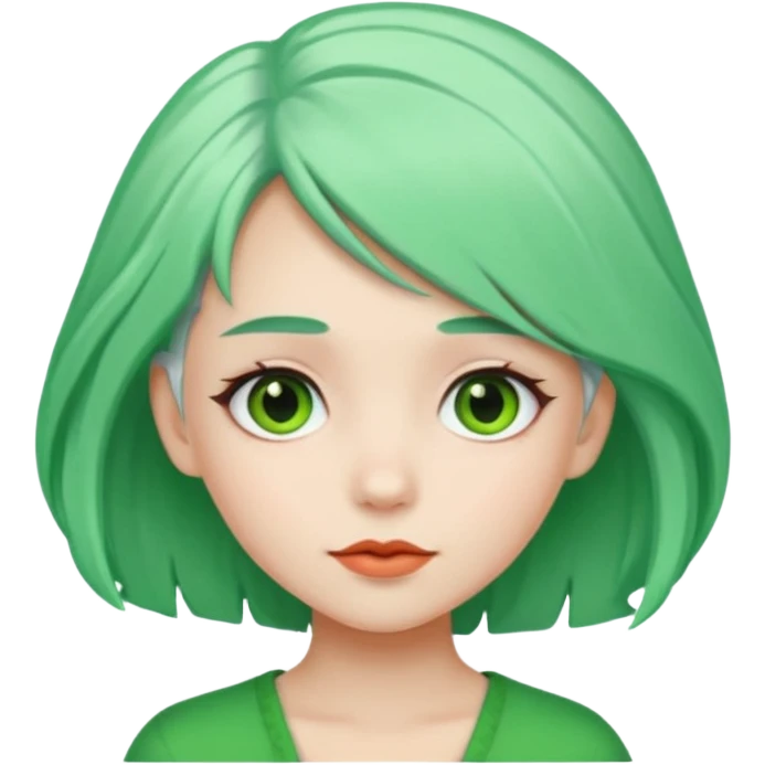 girl with green color hair clip, white hair. emoji