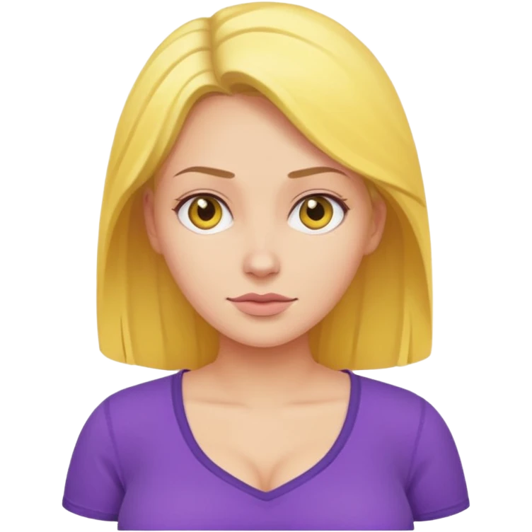 Make a yellow woman with a purple shirt with big boobs emoji