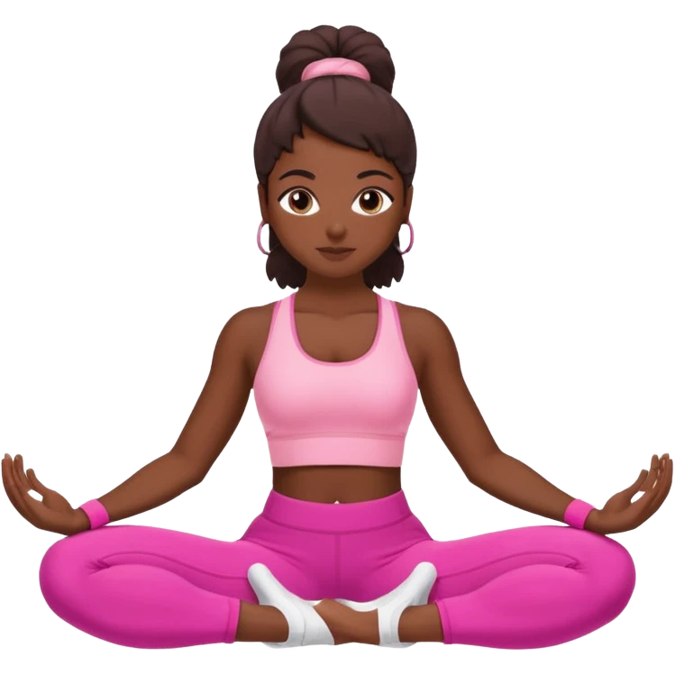 dark-skinned woman doing Pilates in pink sportswear emoji