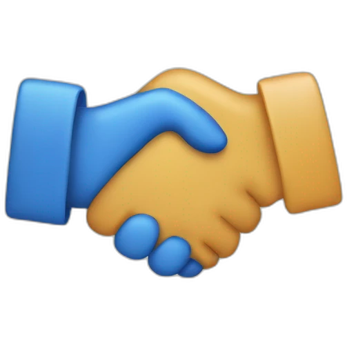 Handshake with bluecheck emoji