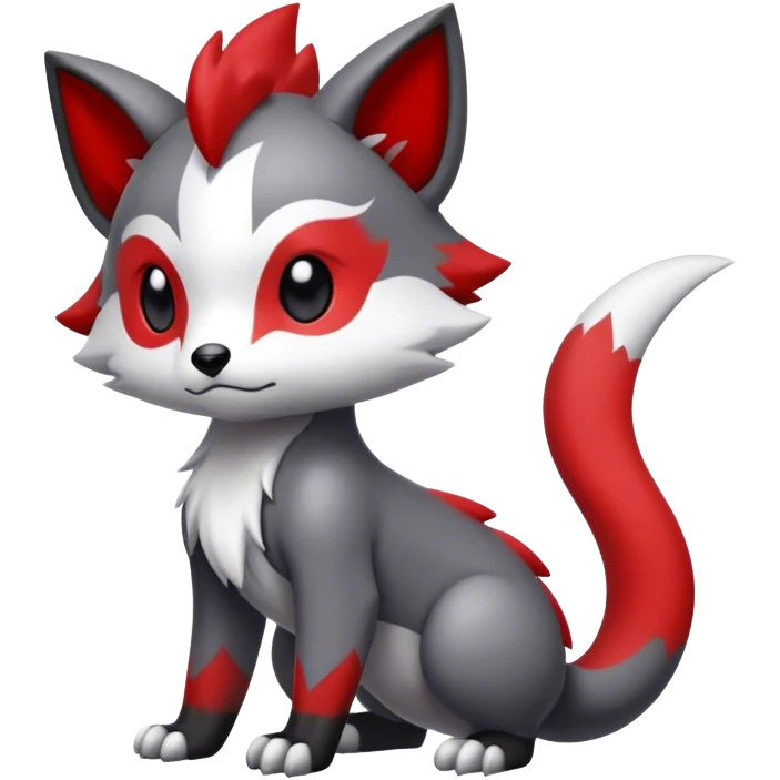 Cute cool black red white grey animal hybrid Fakemon full body emoji