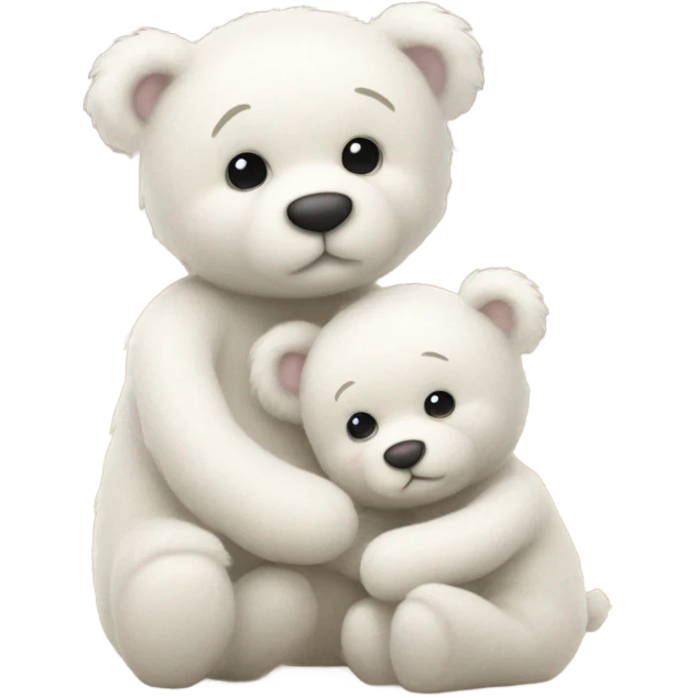 White teddy bears hugging emoji