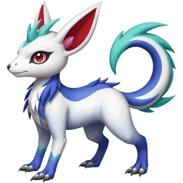 Colorful Beautiful Skilled Adept Graceful Asian Painted Garurumon-Meloetta-Zangoose-Absol-fusion-hybrid-creature (full body) emoji