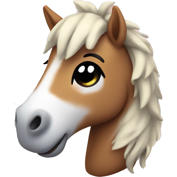 cute small horse plushie smiling with mouth closed emoji
