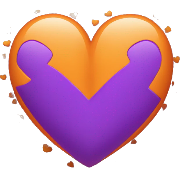 orange and purple heart, split straight down the center emoji