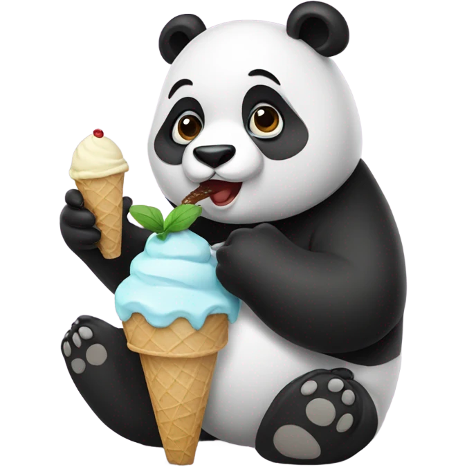Panda eating ice cream emoji