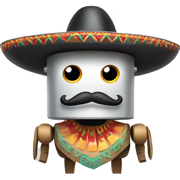 robot with mexican mustache and a mexican hat emoji