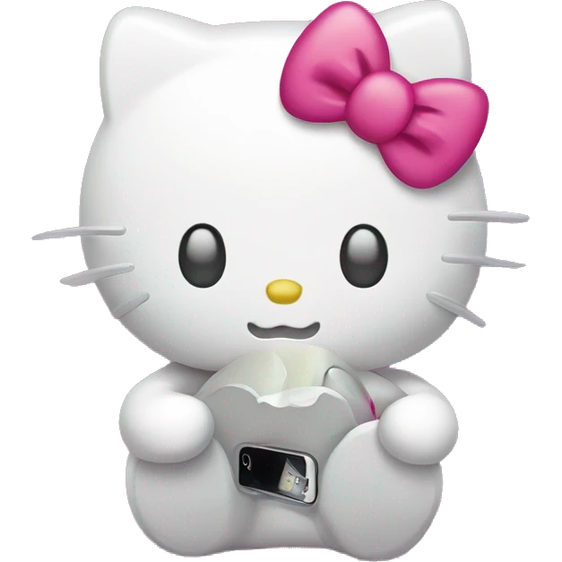 hello kitty with an iphone emoji