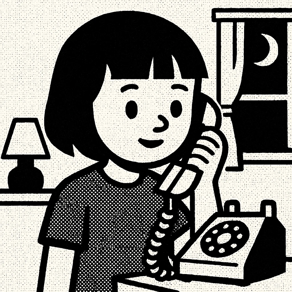 girl talking on telephone in her room emoji