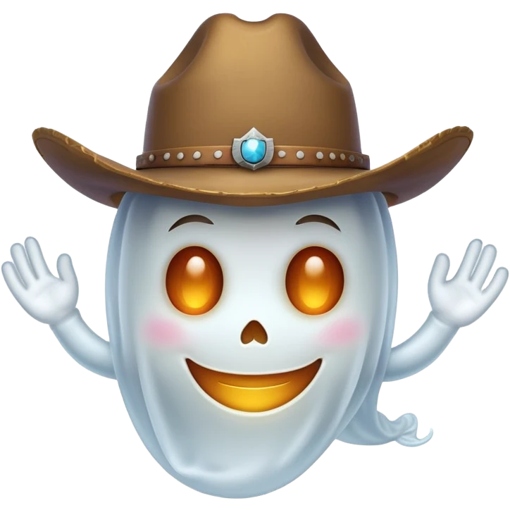 Friendly ghost in a cowboy hat emoji