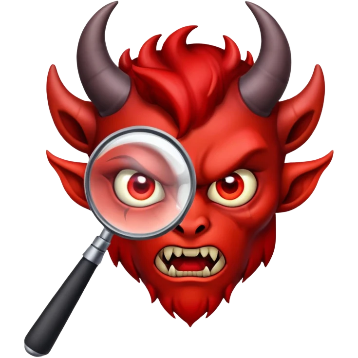 demon under the magnifying glass emoji