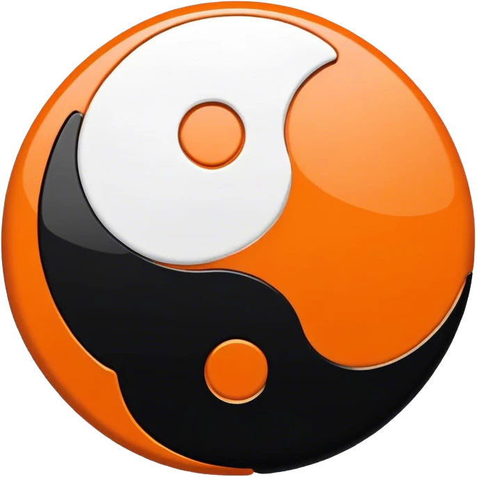 Orange and black ying yang emoji