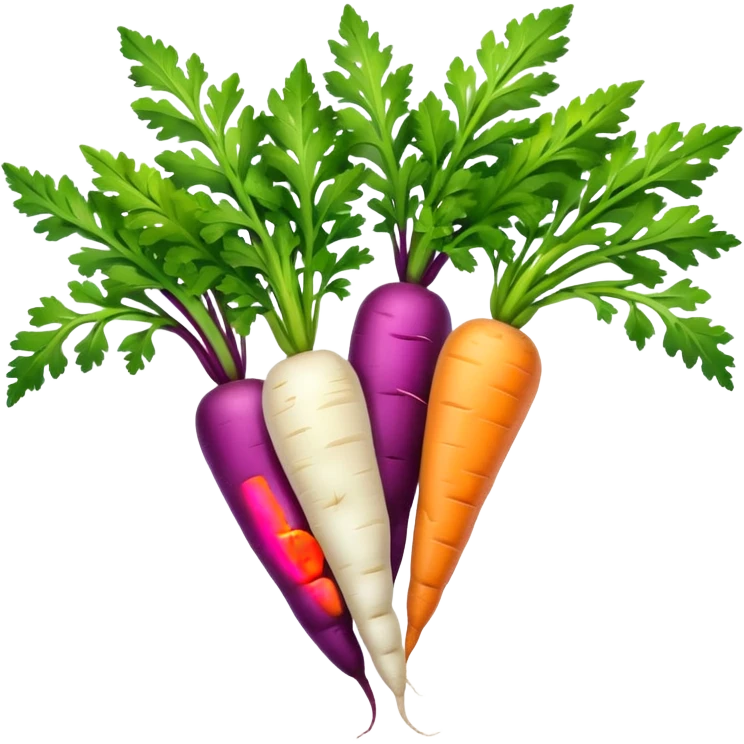 Purple yellow white carrots  emoji