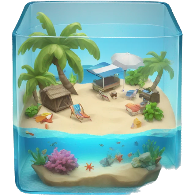 beach landscape on cube aquarium emoji