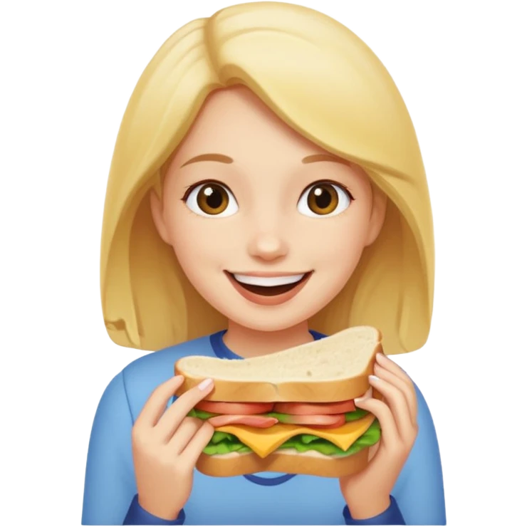 девушка ест сэндвич и он ей нравится emoji