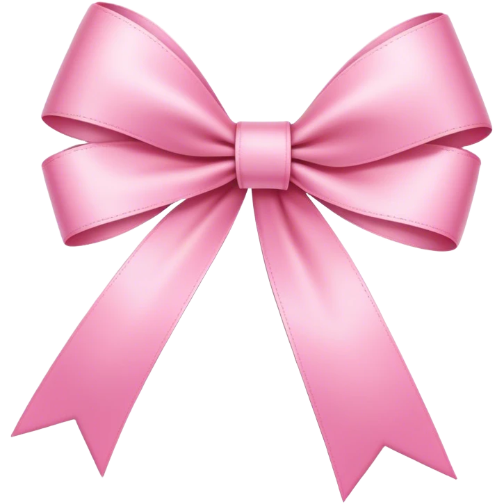 Narrow and elongated ribbon bow pink light, no puffy loops, sleek and slender emoji