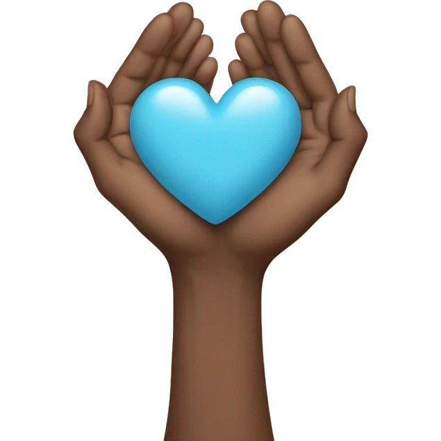 Hands holding a babyblue heart emoji