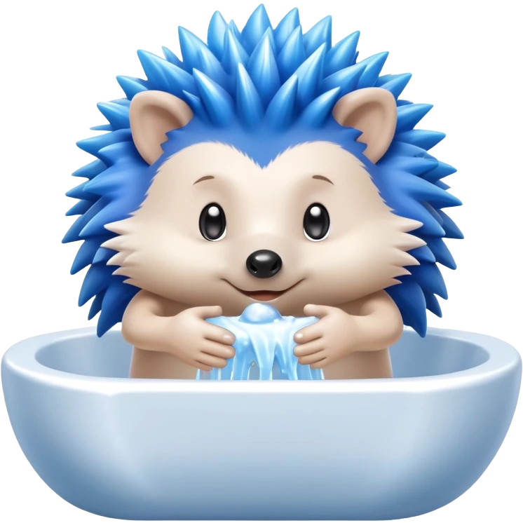 Blue cartoon hedgehog character and silver cartoon hedgehog character in a bathroom washing hands emoji