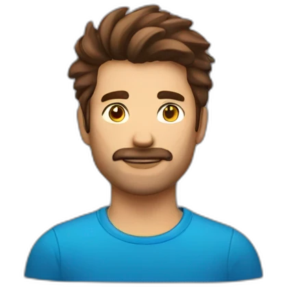 Homme cheveux bruns court avec un t-shirt rouge emoji