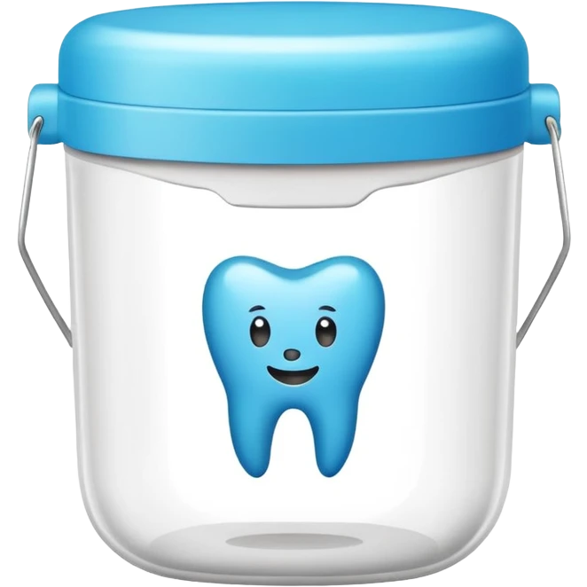 A small round plastic container with the phrase  "dental floss" on it emoji
