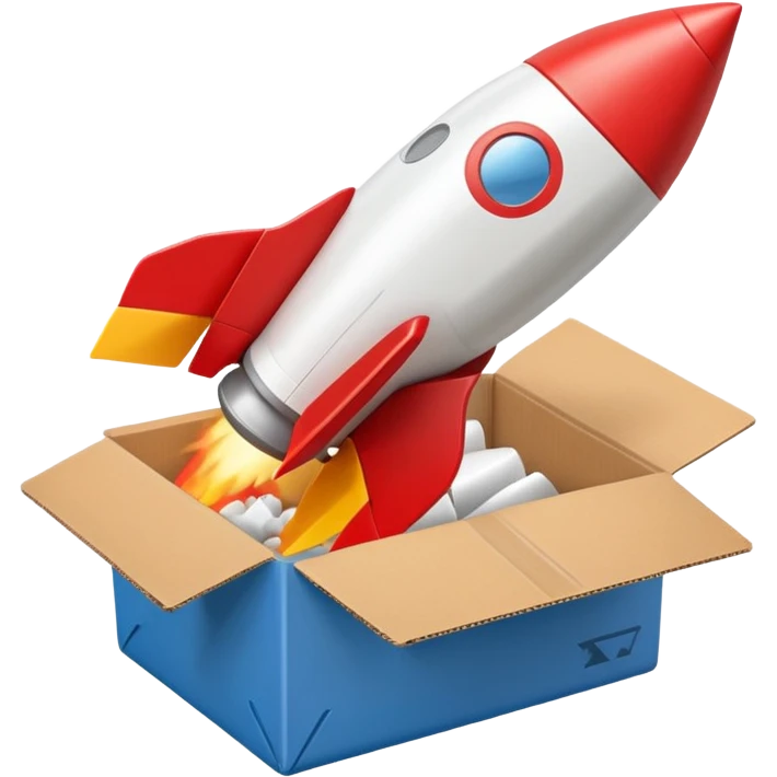 small rocket launching from a box emoji