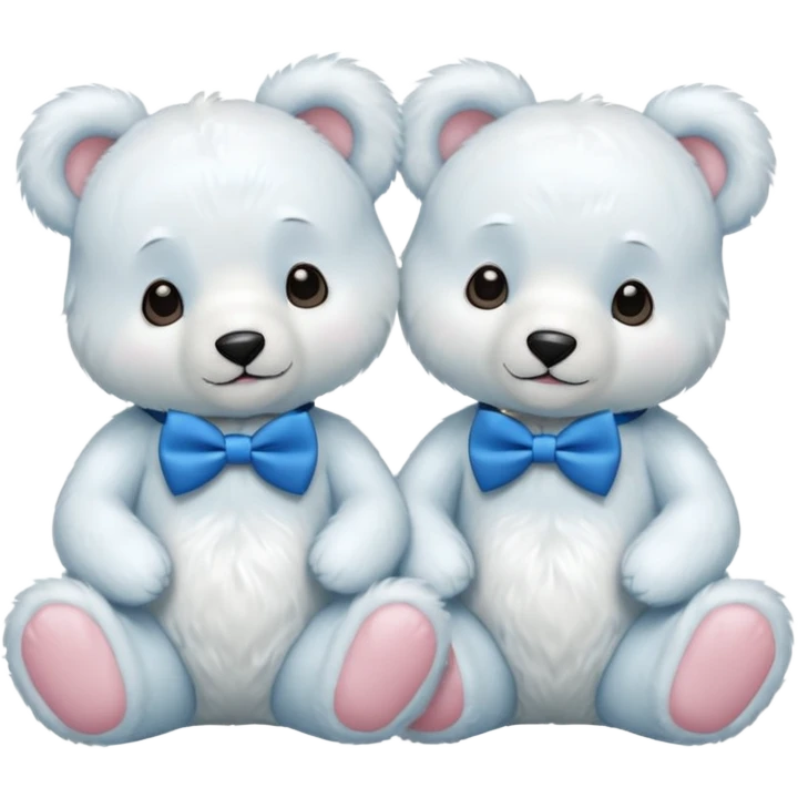 sweet same little white bears with blue bow tie sitting emoji