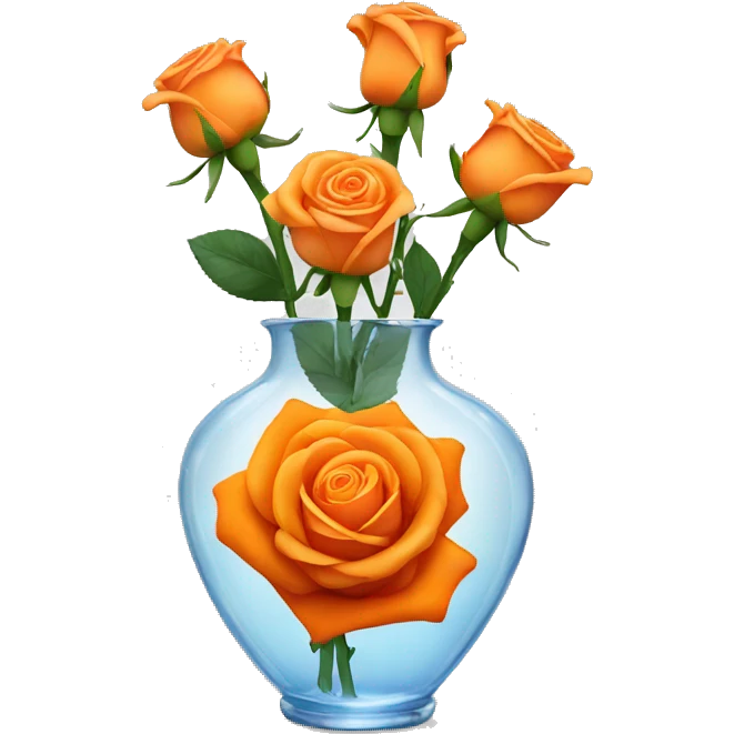 Orange rose in a water filled vase  emoji