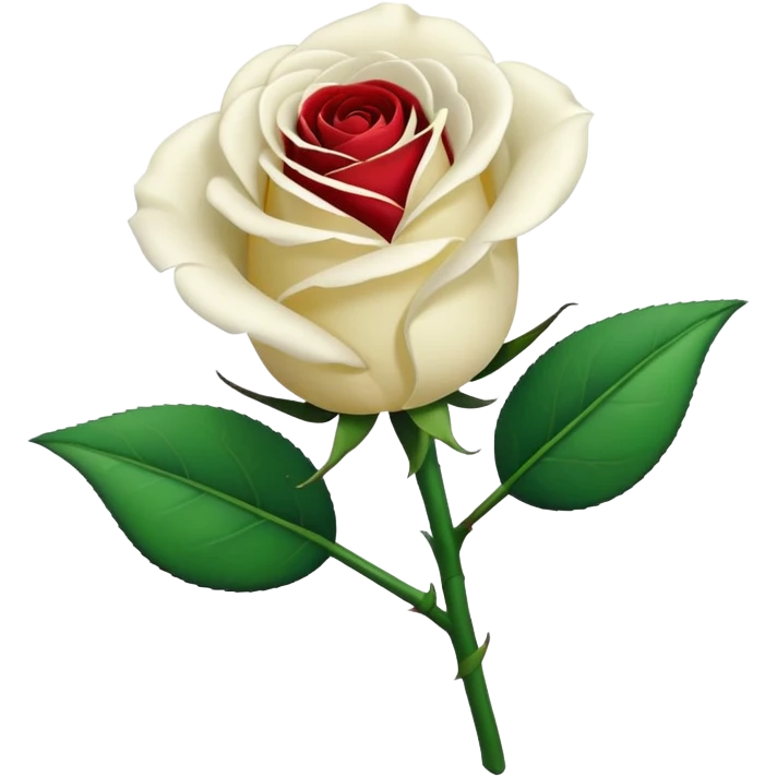 white rose with green stem emoji
