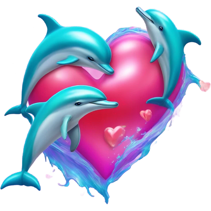 Lisa frank dolphins and a heart emoji