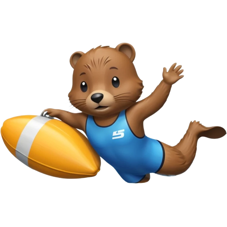 A focused beaver swimmer wearing a racing suit, diving past a floating buoy.


 emoji