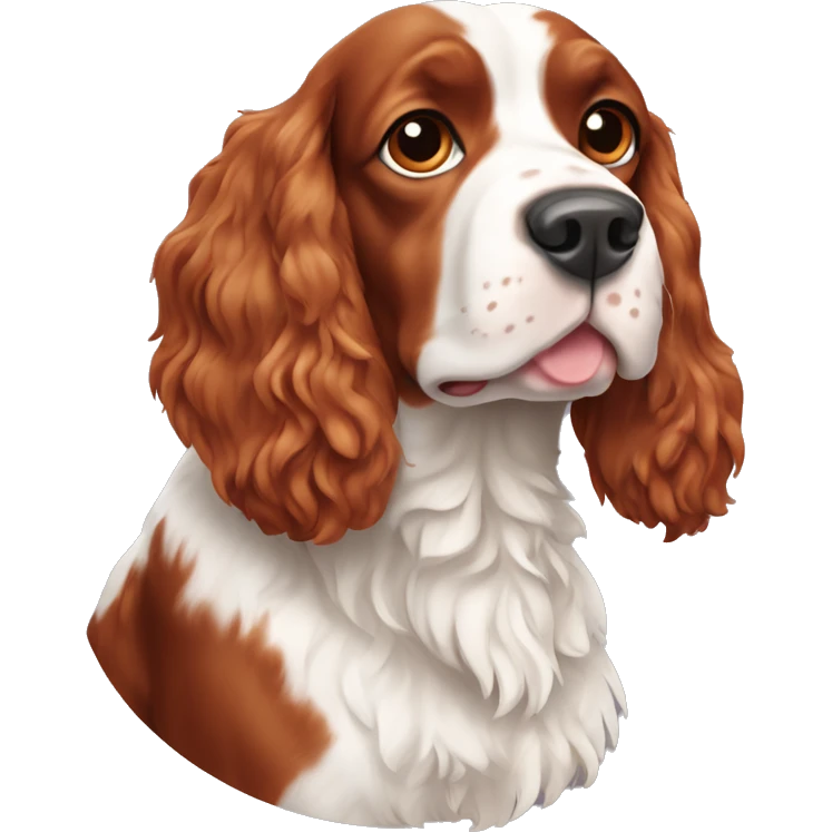Red and white french britanny spaniel dog emoji