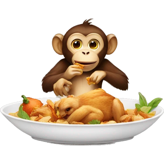 Monkey eating chicken  emoji