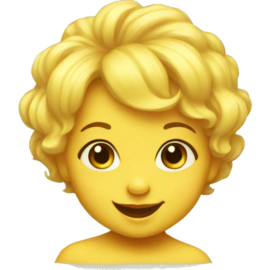 Yellow smiling baby girl with tuft of hair emoji