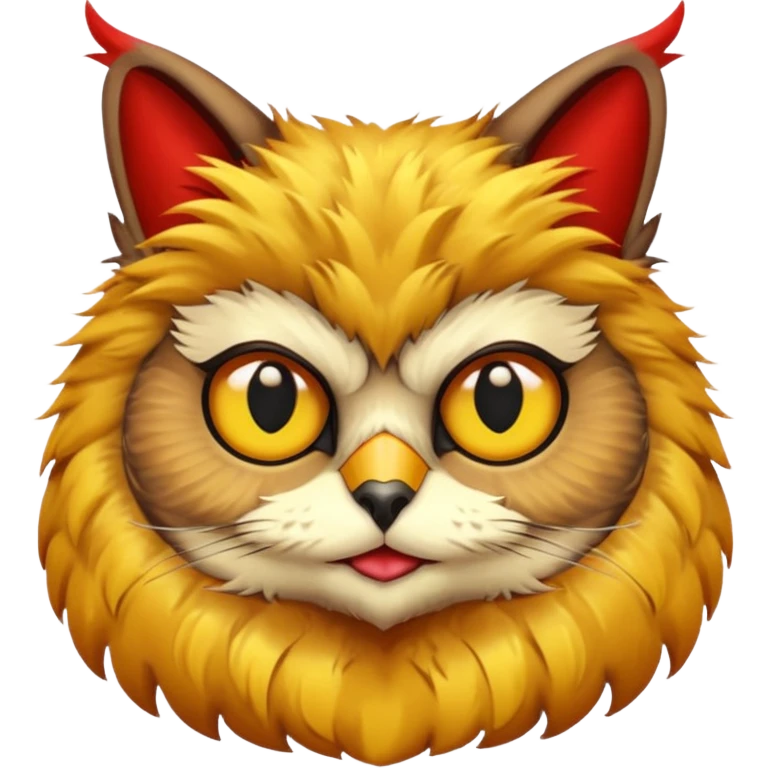 Buho gato defradado de amarillo y mR emoji