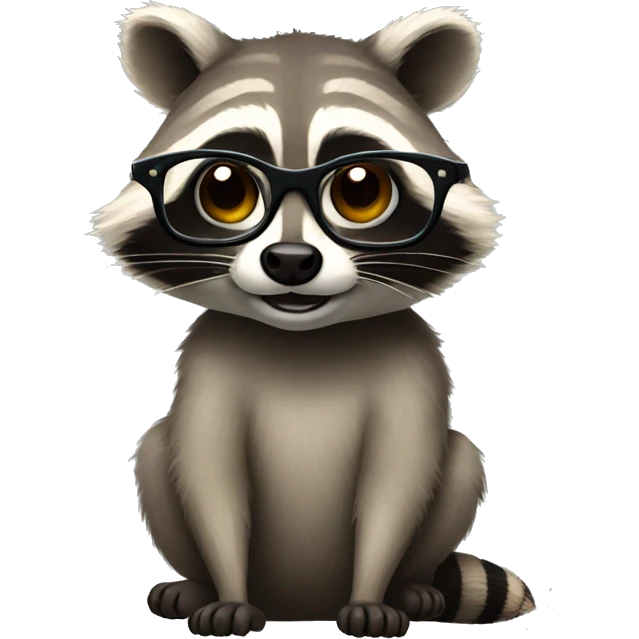 raccoon with round big glasses emoji