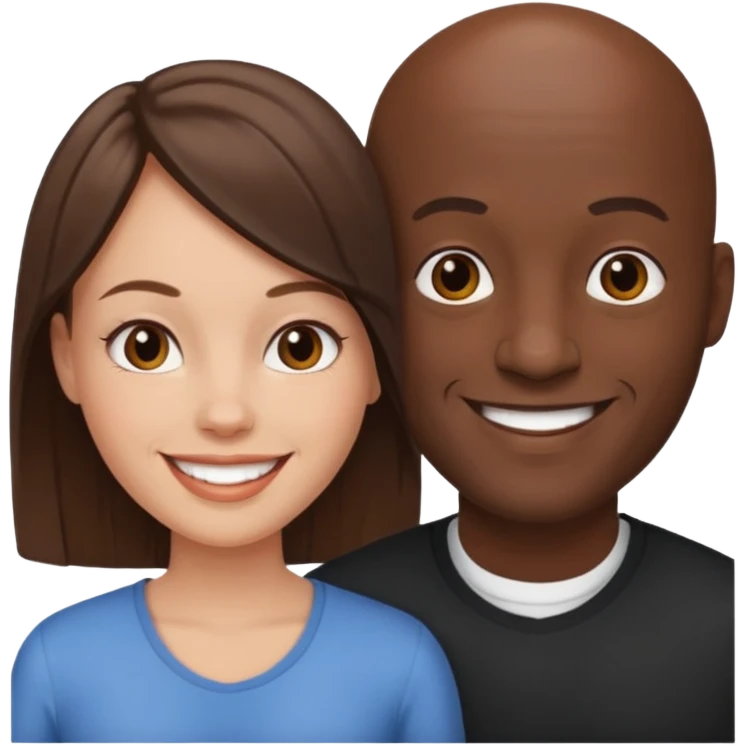 Black bald guy white girl brown hair emoji