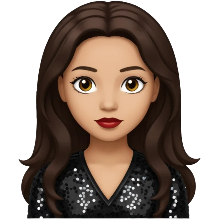 Vesta Williams, R&B Singer with long dark brown hair, black sequin outfit emoji