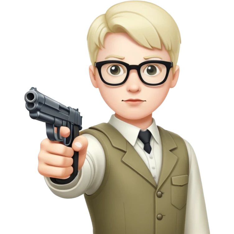 Nerd pointing gun at you emoji