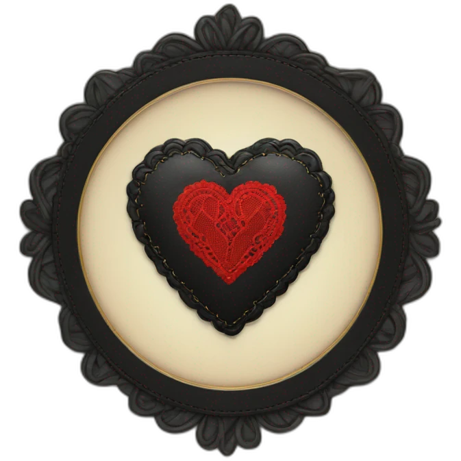 Black leather heart with red lace border emoji