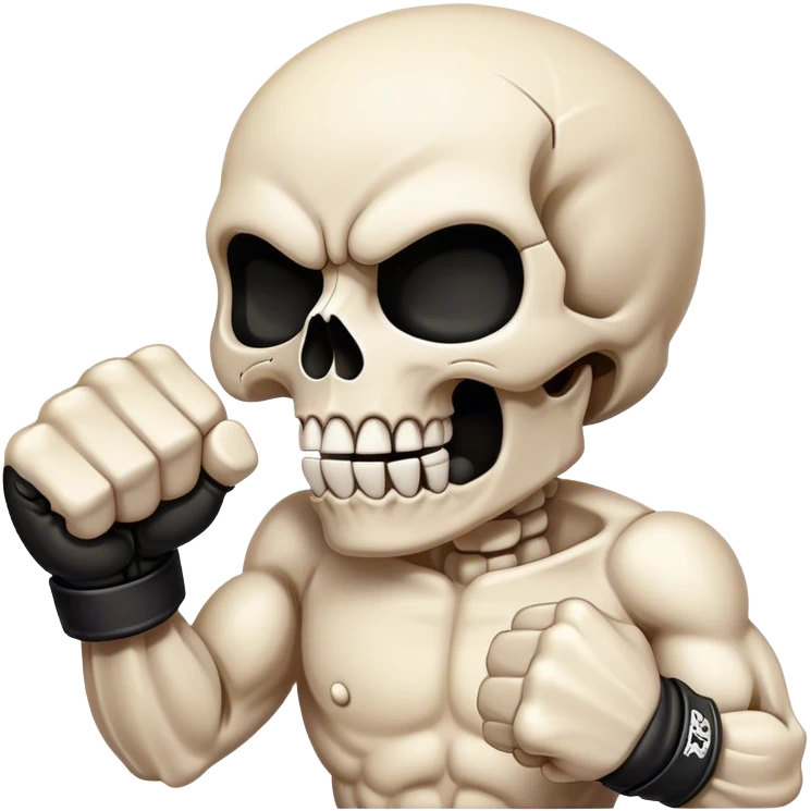 Cartoon skull with clenched fist, knockout impact, bold style. emoji