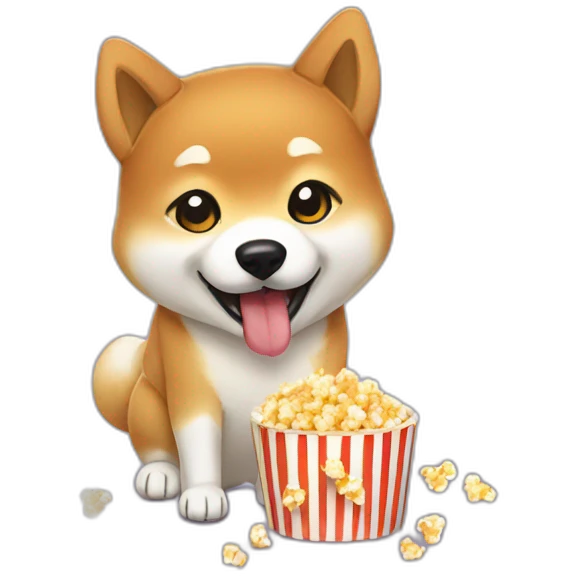 Shiba eating pop corn emoji