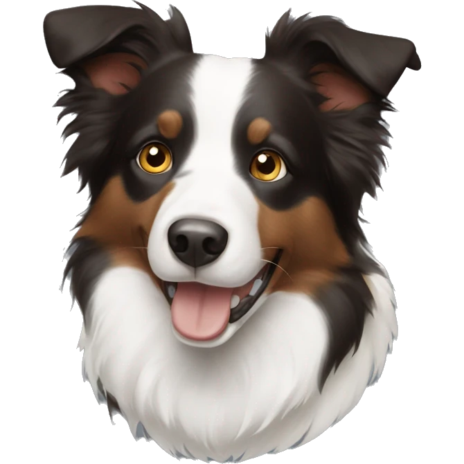 tricolor border collie with one brown and one blue eye  emoji