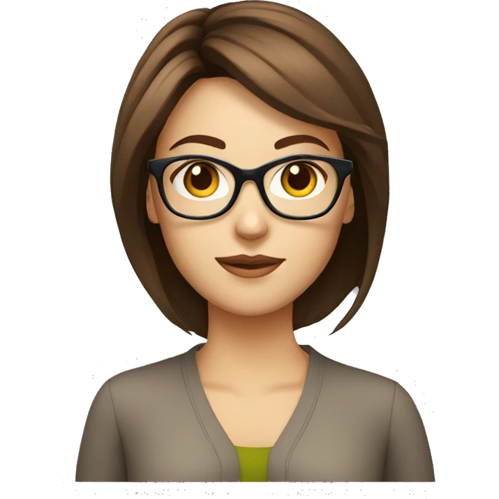 Beauty woman scientific straight brown hair glasses emoji