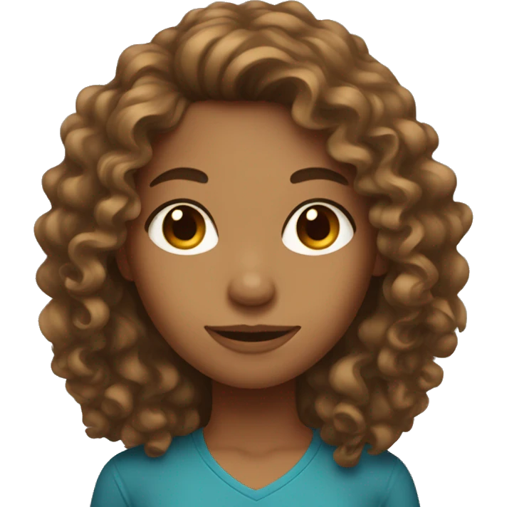 Tan skinned girl with  long brown curly hair  emoji