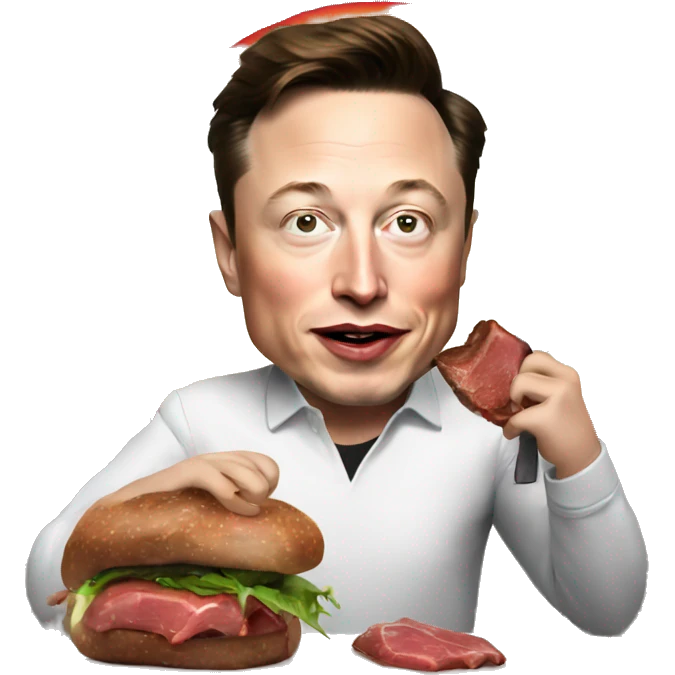 Elon musk eating steak emoji