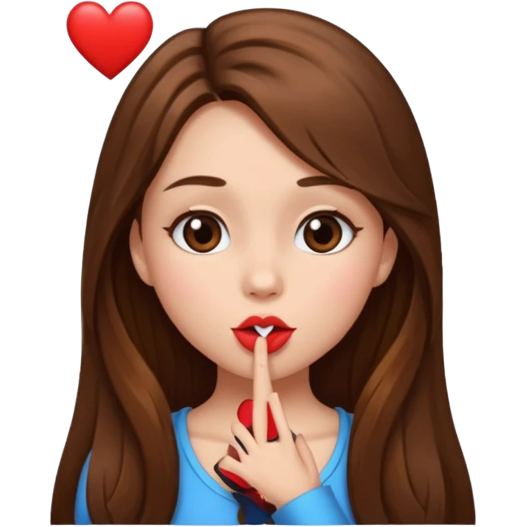 A girl with long brown hair front pieces sending a kiss/heart emoji