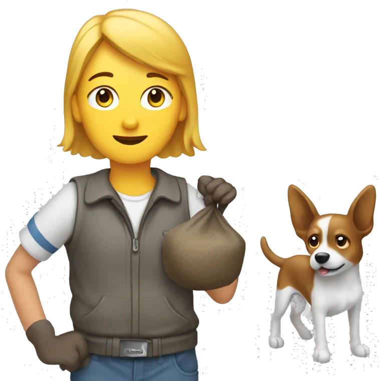 Person picking up dog poop emoji