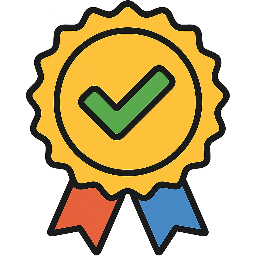 vector icon of a seal of trust with gold and colorful elements, elegant and minimalist flat design, isolated on white background, award badge style, 2D flat vector, trending icon look, soft shadows, no text, perfect for commercial use, icon style, variation 2 emoji