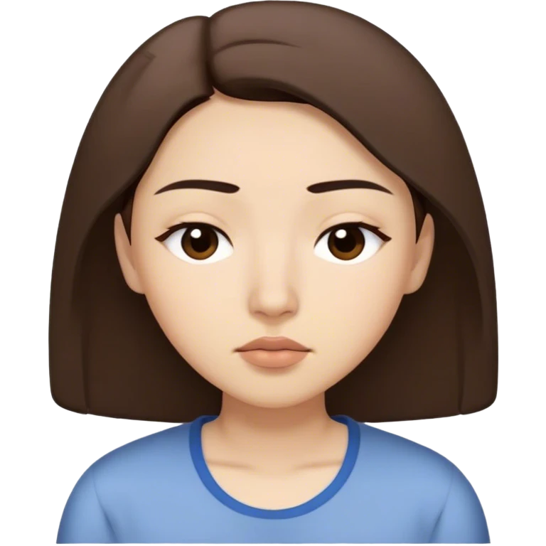 My skin is light, light, oval, my eyes are sleepy and almost Asian, their color is light brown, my eyebrows are straight and oval, medium size, and their shape is Arabic, my lips are medium size, my hair is short, brown color emoji