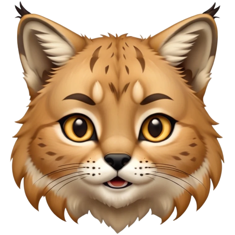 Cinematic-realistic cute-Lynx-Portrait-Emoji – Head tilted dramatically with an exaggeratedly amused expression, featuring a thick, tufted golden-brown coat with striking black ear tufts, wide, expressive amber eyes filled with playful disbelief zoomed out showing shoulders emoji